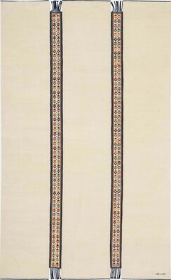 گلیم دستباف آذربایجان آرش دیزاین سفید شش متری کد ۶۵۸۳۱-R